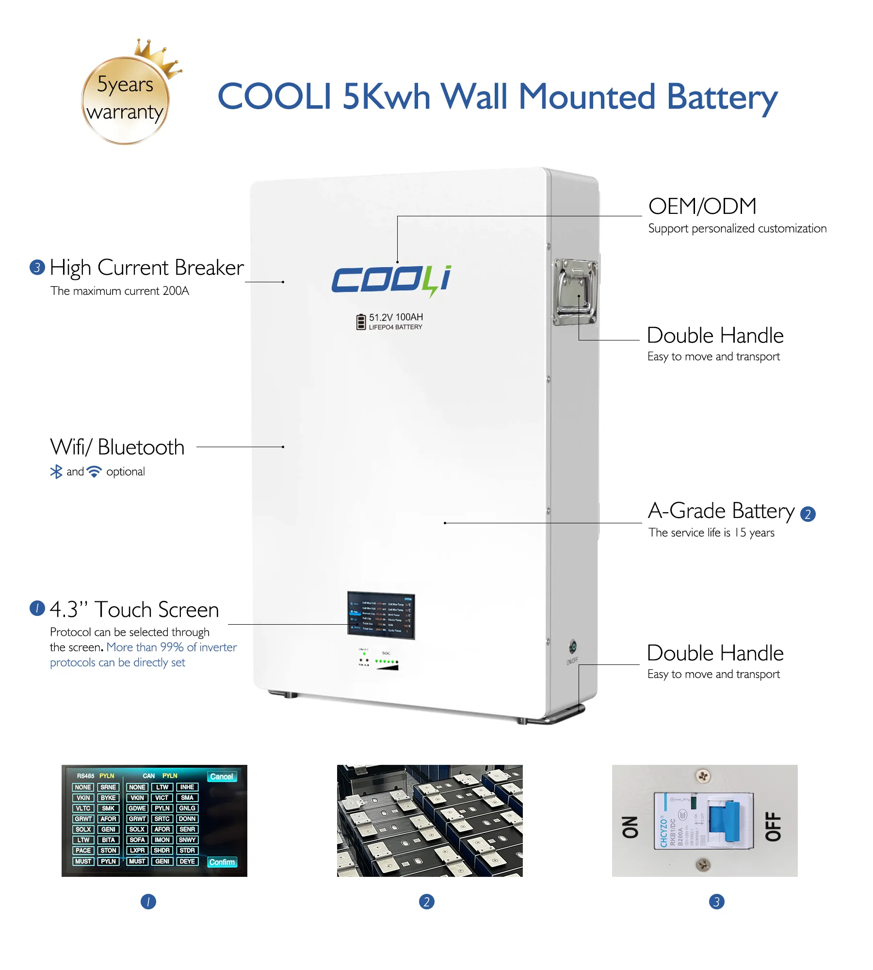 Wall Mounted Battery 5KWH